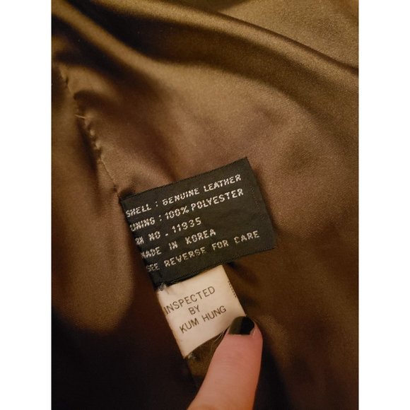 80s/90s Brown Leather Trench Coat - Picture 5 of 9